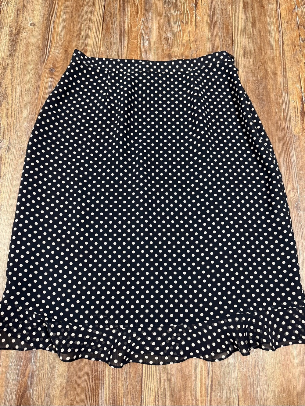 Vintage Annex navy with white polka dot midi skirt
